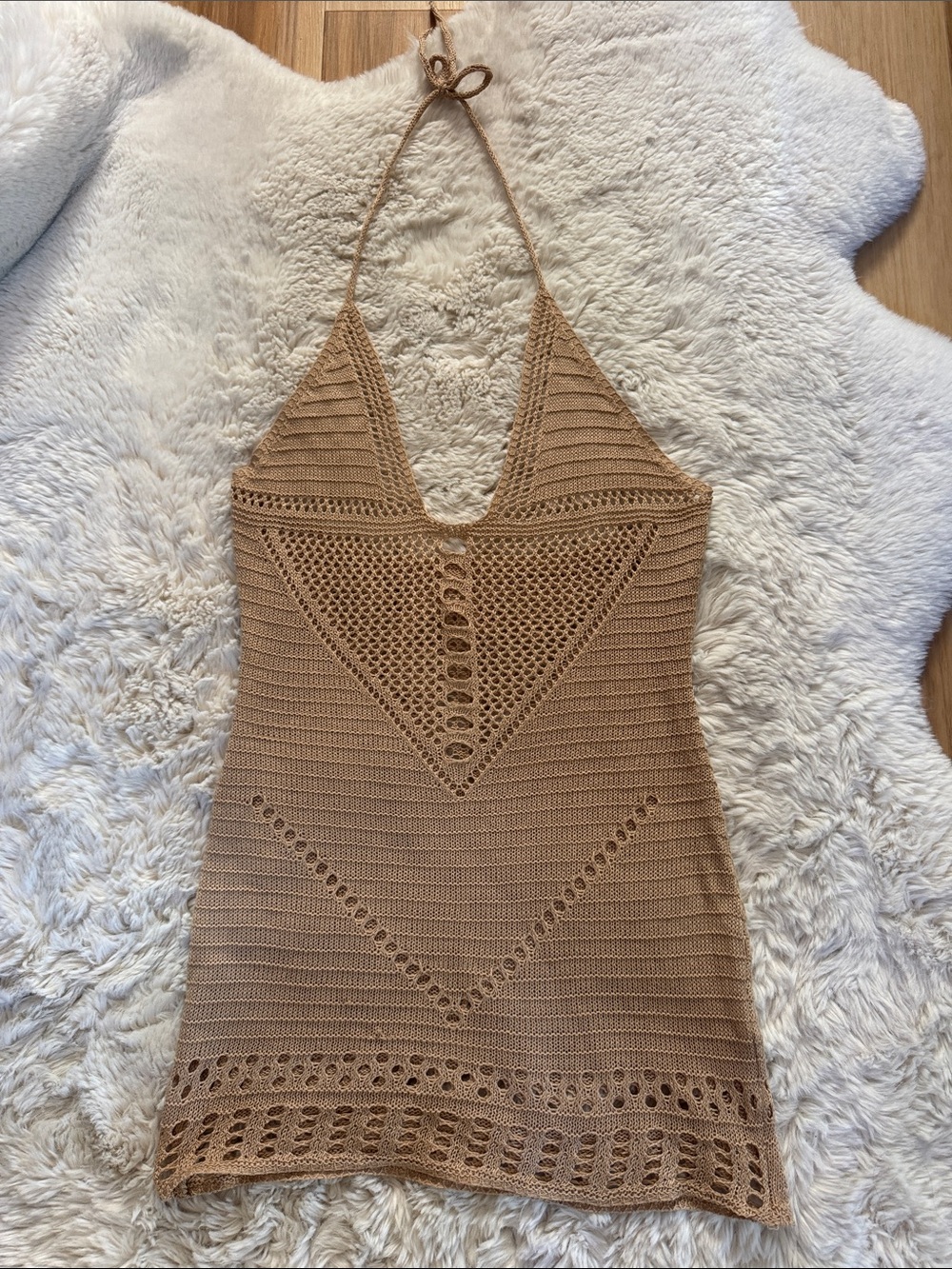 Crochet Halter Mini Cover Up Dress